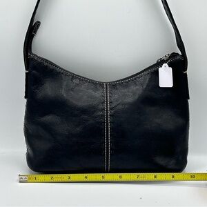Vintage Fossil Black Leather Shoulder Bag